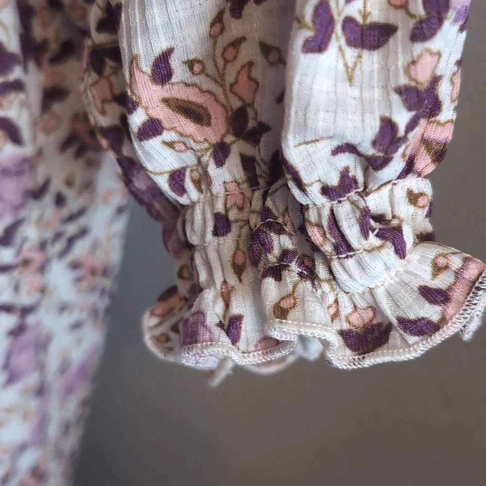 Melloday Floral Ribbed Top - Picture 5 of 7